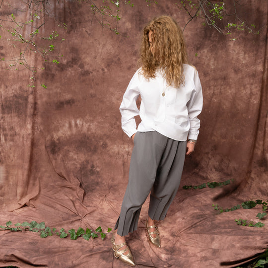 Deep Root grey structured balloon trousers