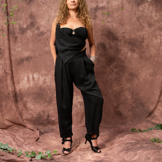 Evening Twist black lyocell draped top