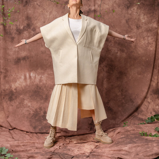 Frame beige cotton-lurex oversized vest