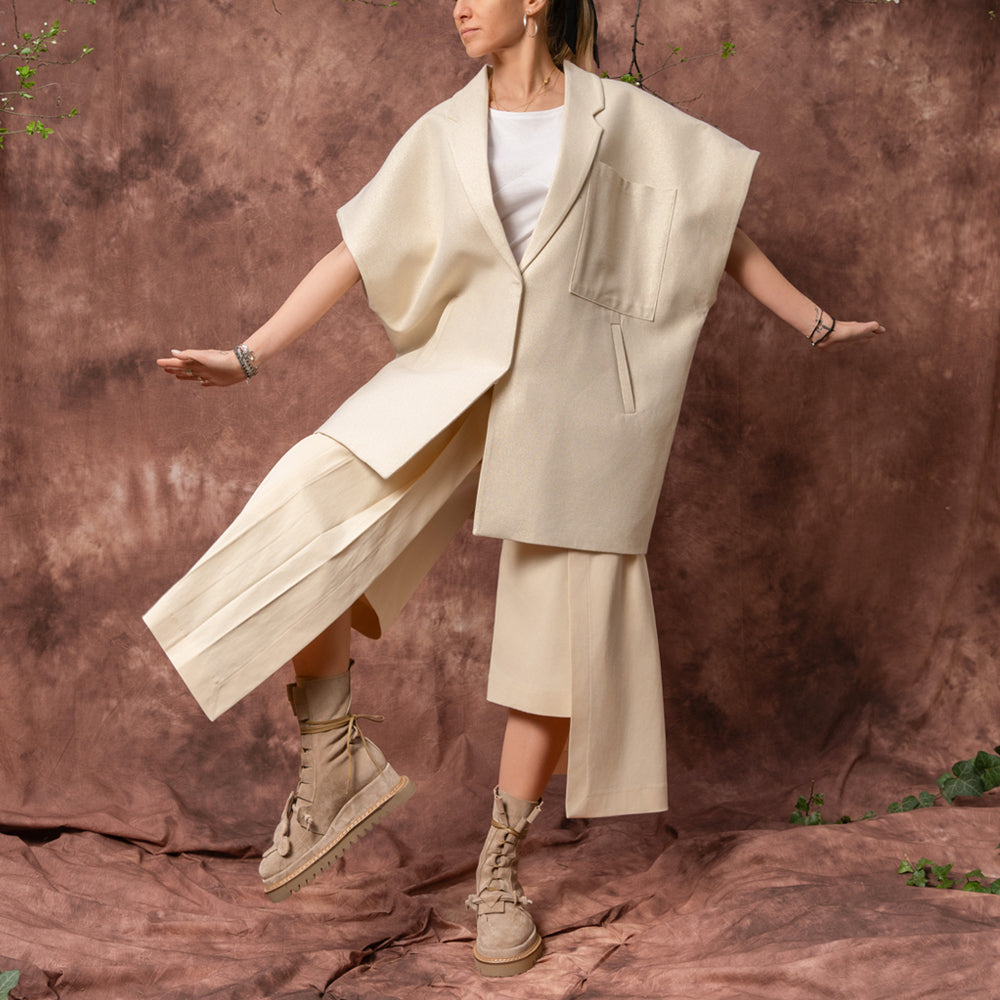 Frame beige cotton-lurex oversized vest