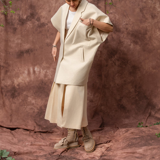 Frame beige cotton-lurex oversized vest