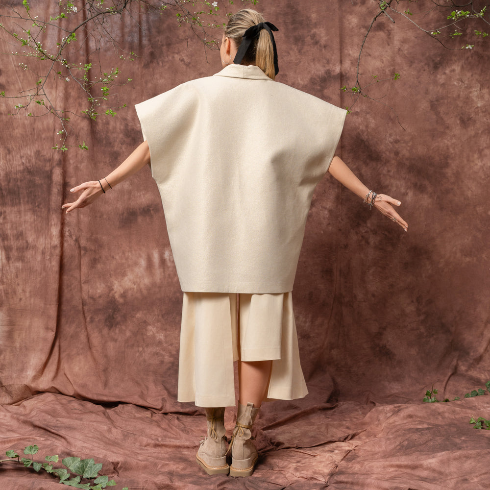 Frame beige cotton-lurex oversized vest