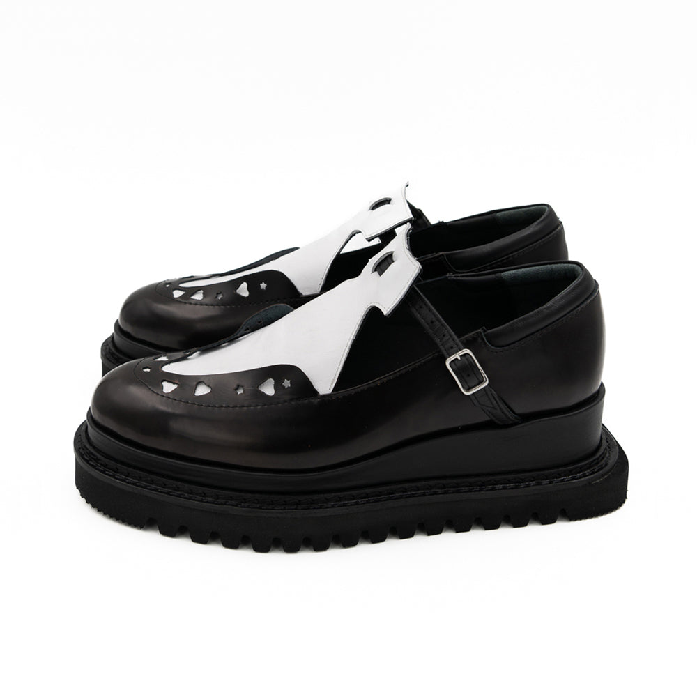 Dandy Star B&W leather chunky shoes