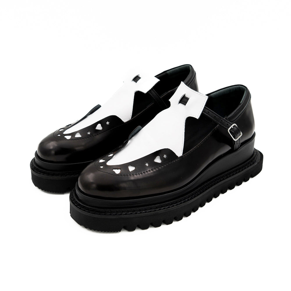 Dandy Star B&W Leather Chunky Shoes | Mihaela Glavan