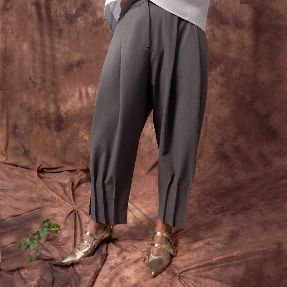 Deep Root grey structured balloon trousers