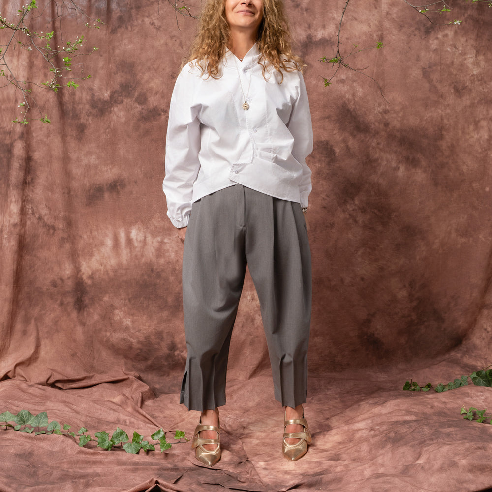 Deep Root grey structured balloon trousers