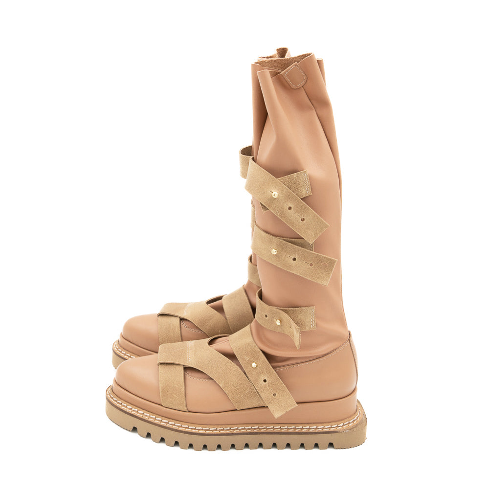 Easy Strappy beige stretch boots