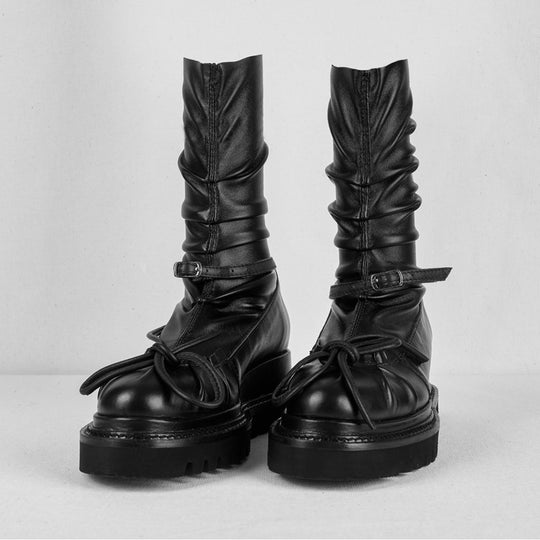 Eclipse black leather booties