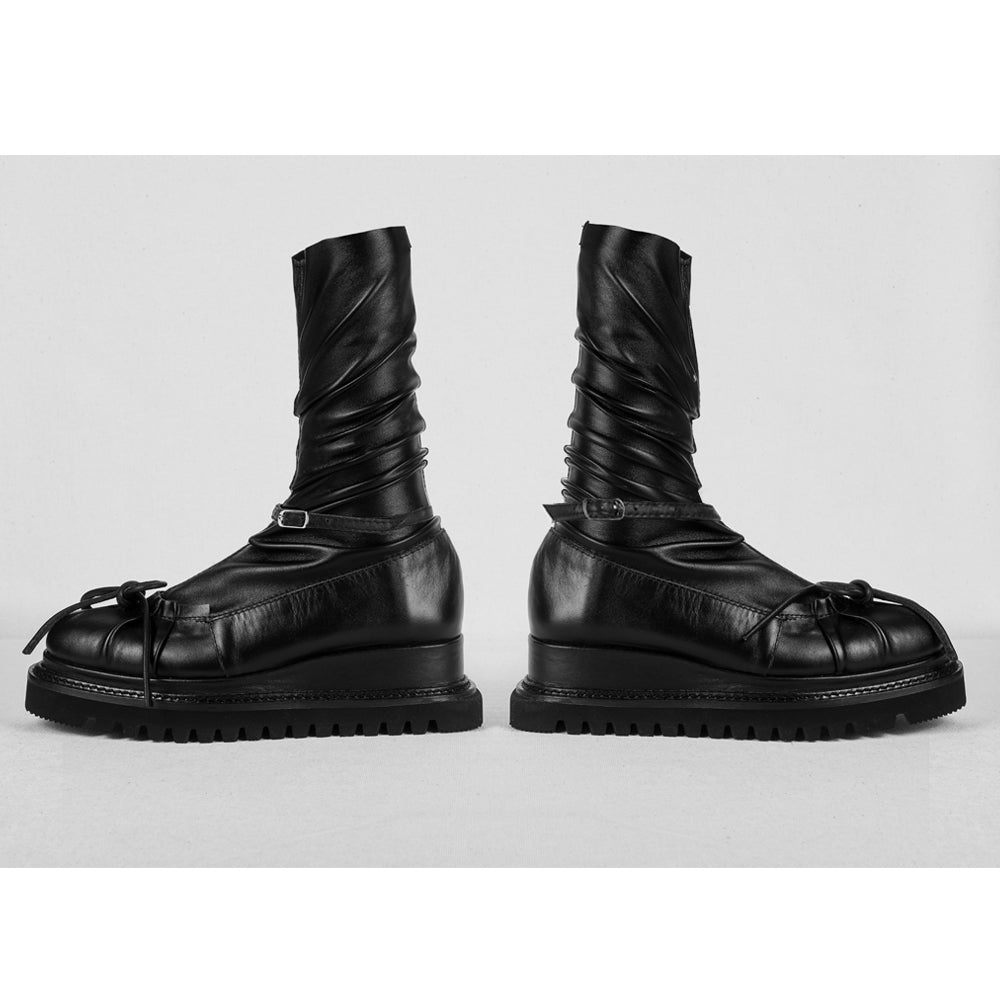 Eclipse black leather booties