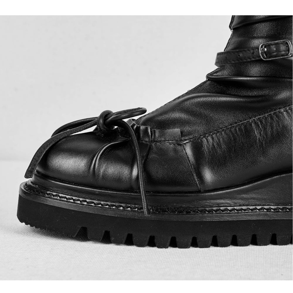 Eclipse black leather booties
