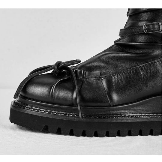 Eclipse black leather booties