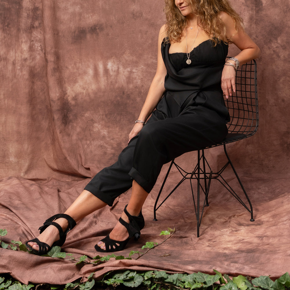 Evening Twist black lyocell draped top