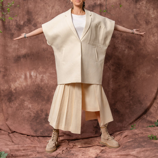 Frame beige cotton-mix oversized vest
