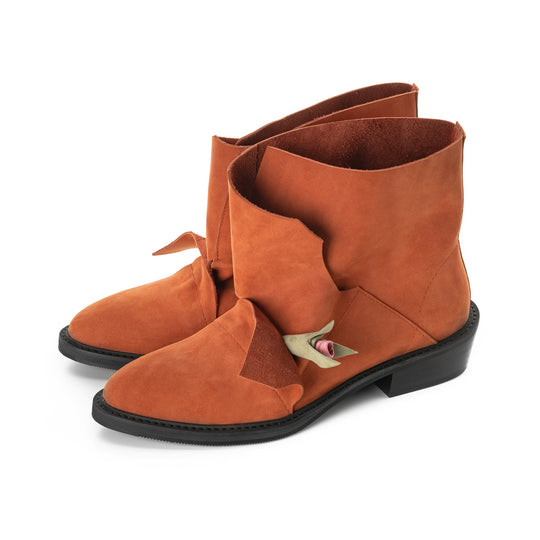 Garden of Reveries brick orange suede booties