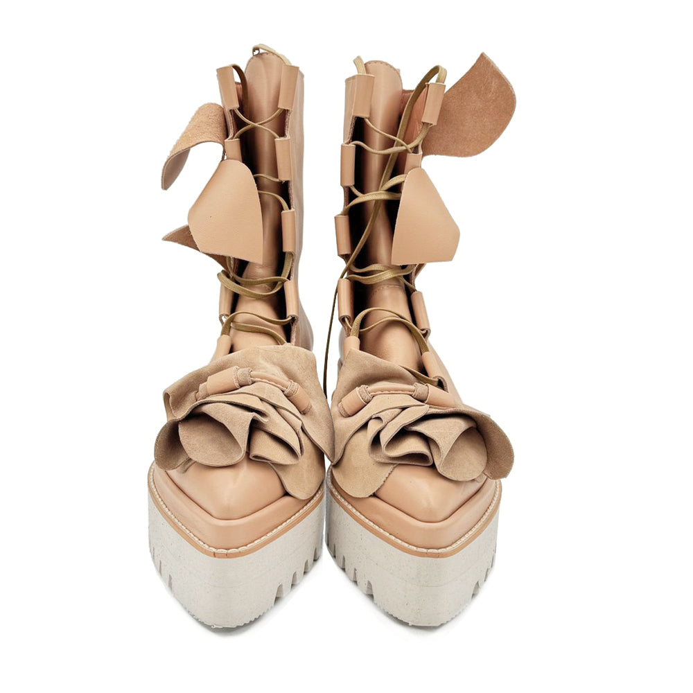 Hypnotize Me beige leather booties