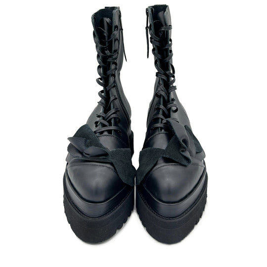 In Bloom black leather booties