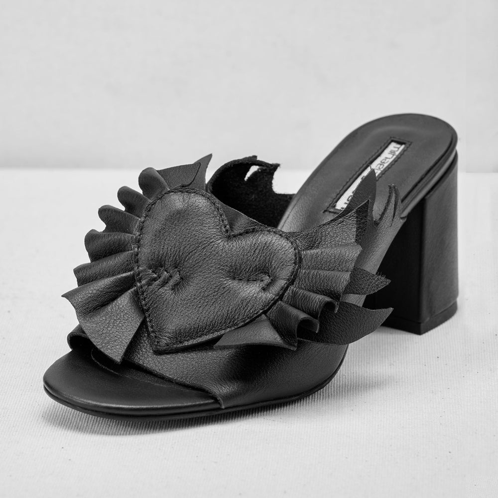 Just a Game black leather mules