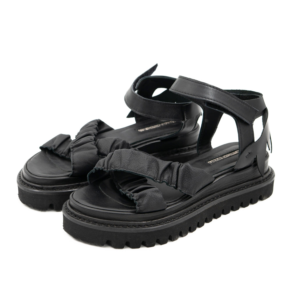 Kindness black leather sandals