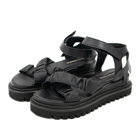 Kindness black leather sandals