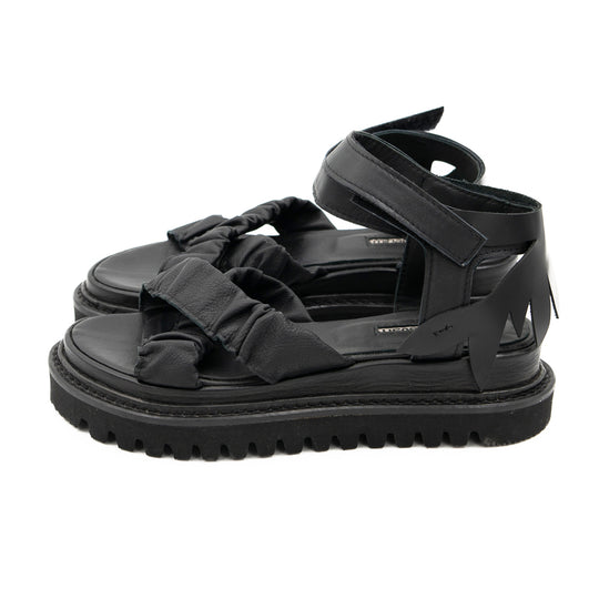 Kindness black leather sandals
