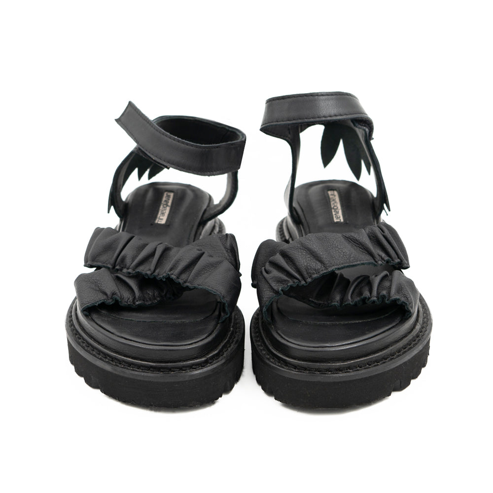 Kindness black leather sandals