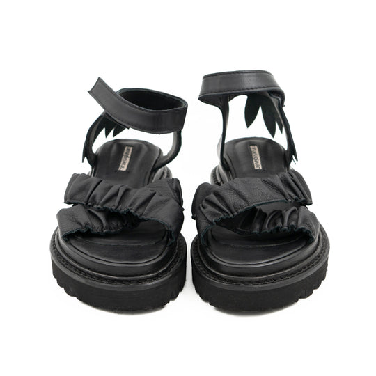 Kindness black leather sandals