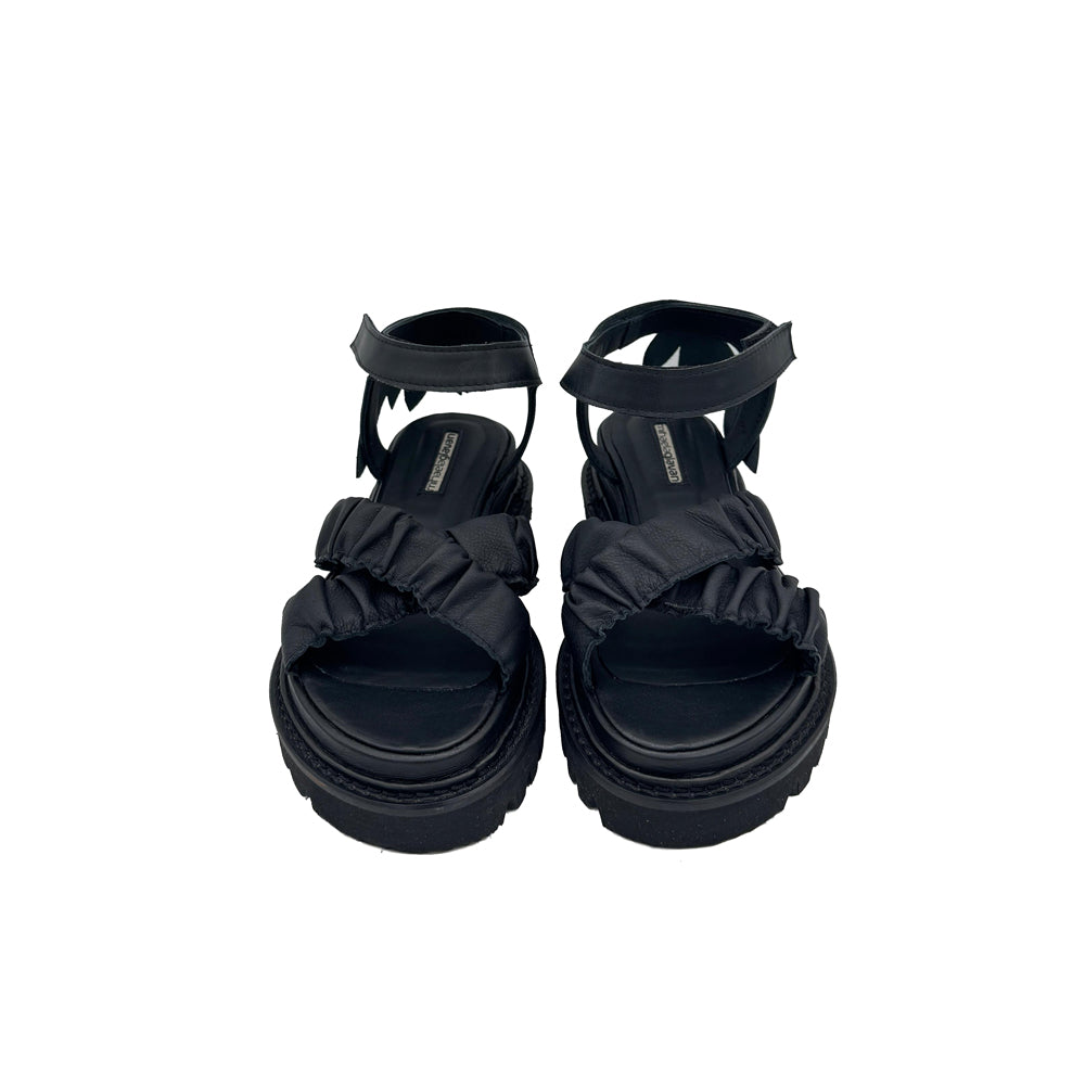 Kindness black leather sandals