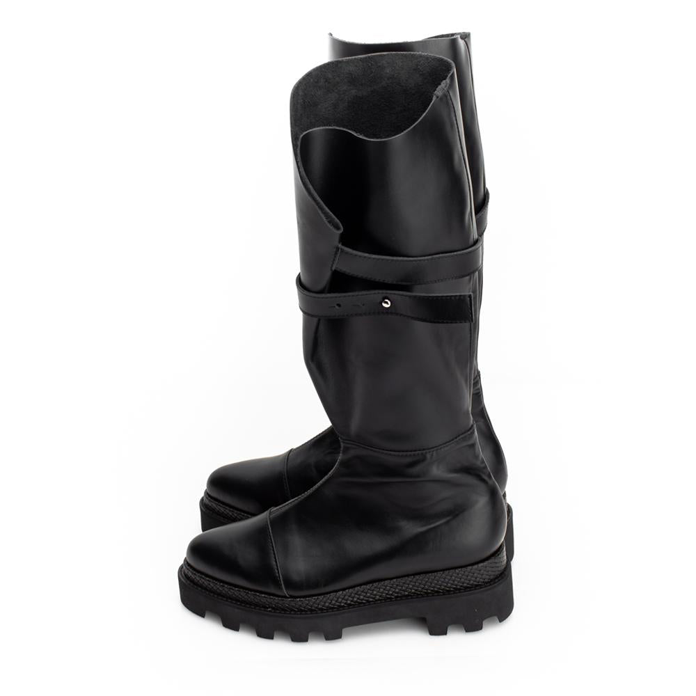 SHR Folded Thoughts black leather boots