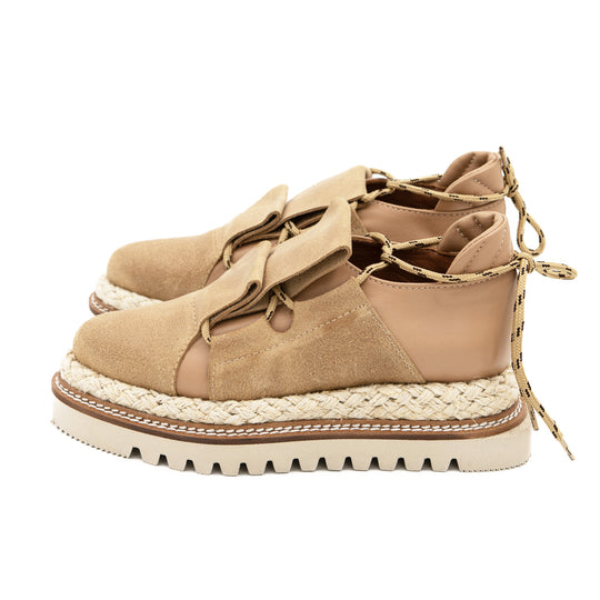 Metamorphose beige leather flat shoes