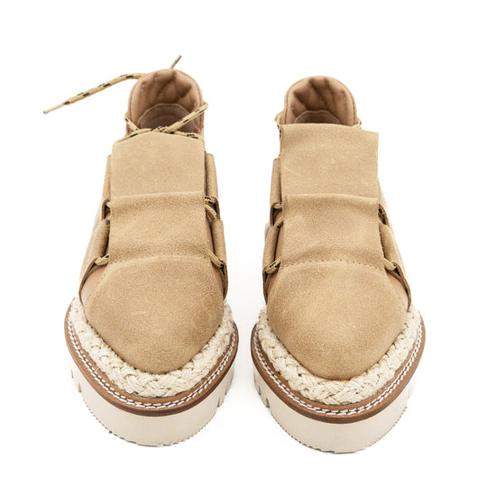 Metamorphose beige leather flat shoes
