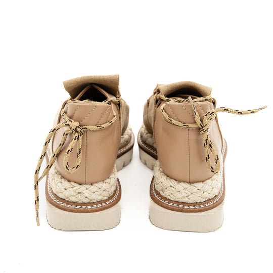 Metamorphose beige leather flat shoes