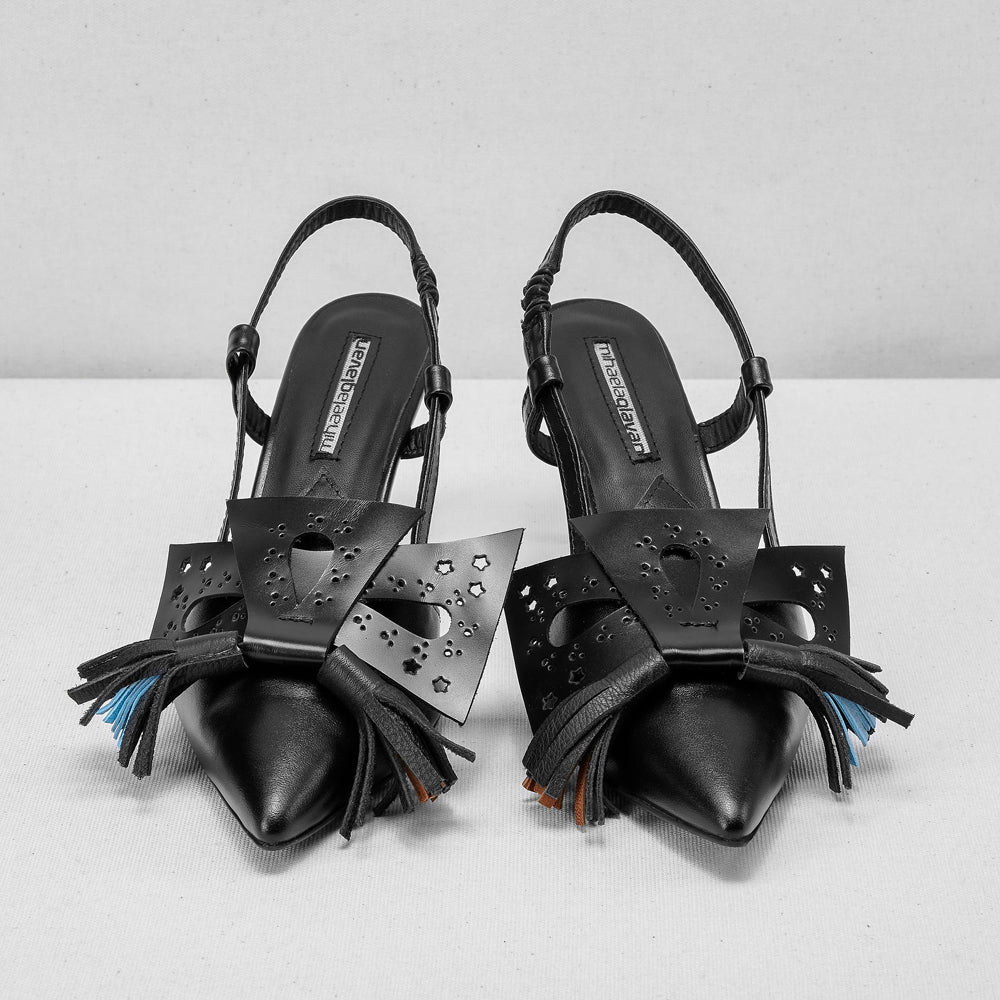 Miez black  leather cut-out pumps