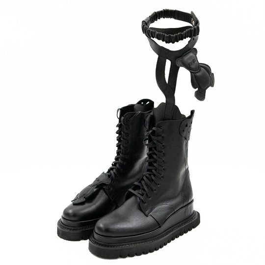 MoonBear black leather gladiator boots