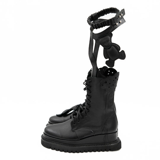 MoonBear black leather gladiator boots
