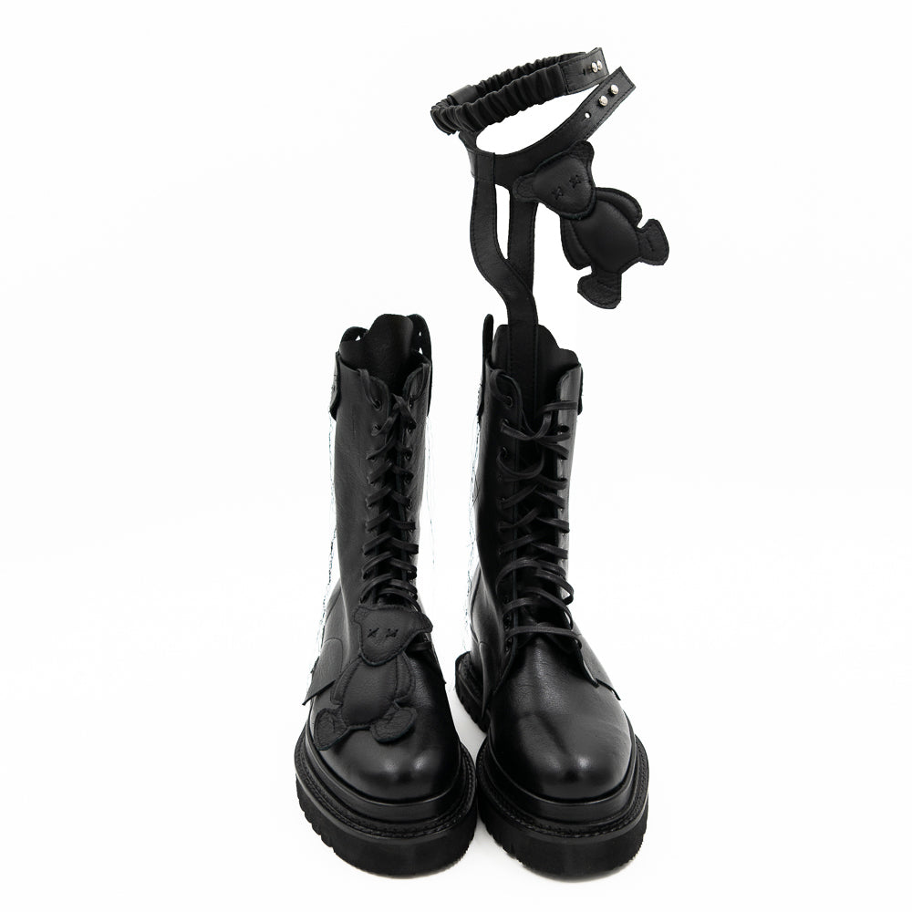 MoonBear black leather gladiator boots