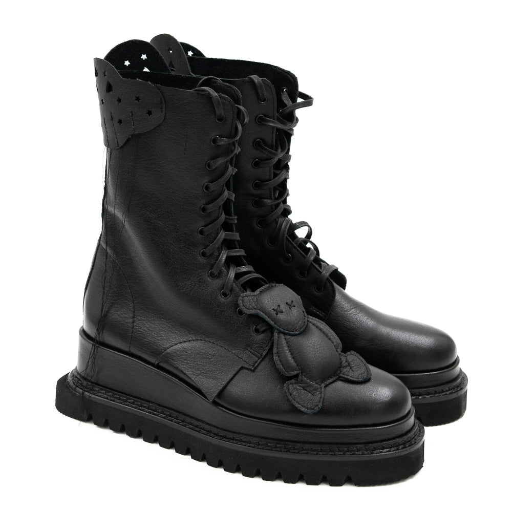 MoonBear black leather gladiator boots