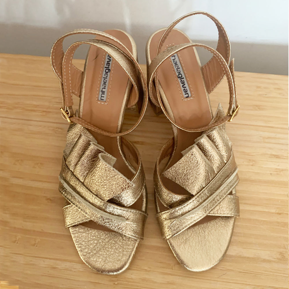 Sustainable Selection- Only Lovers golden leather sandals