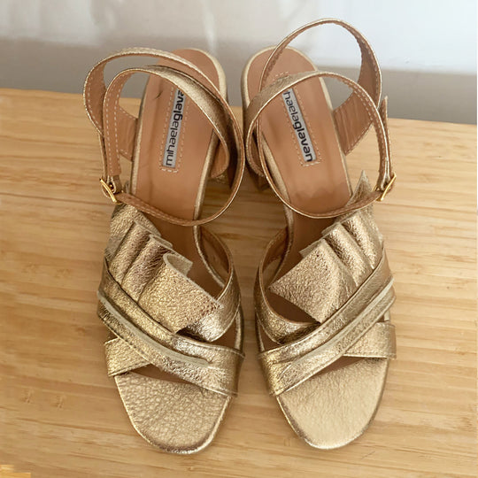 Sustainable Selection- Only Lovers golden leather sandals