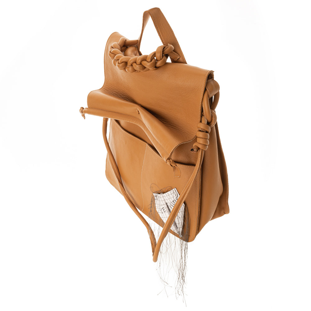 Paper Thoughts camel leather bag