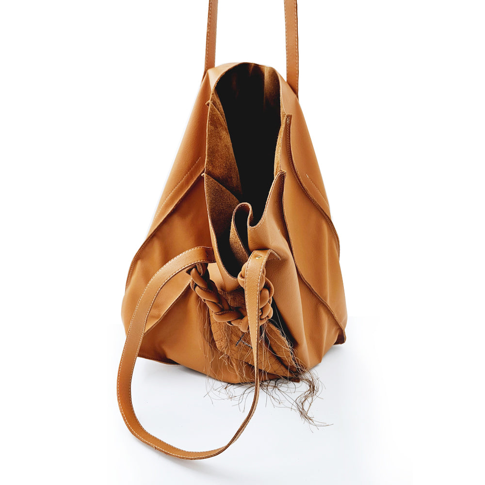 Paper Thoughts camel leather tote bag