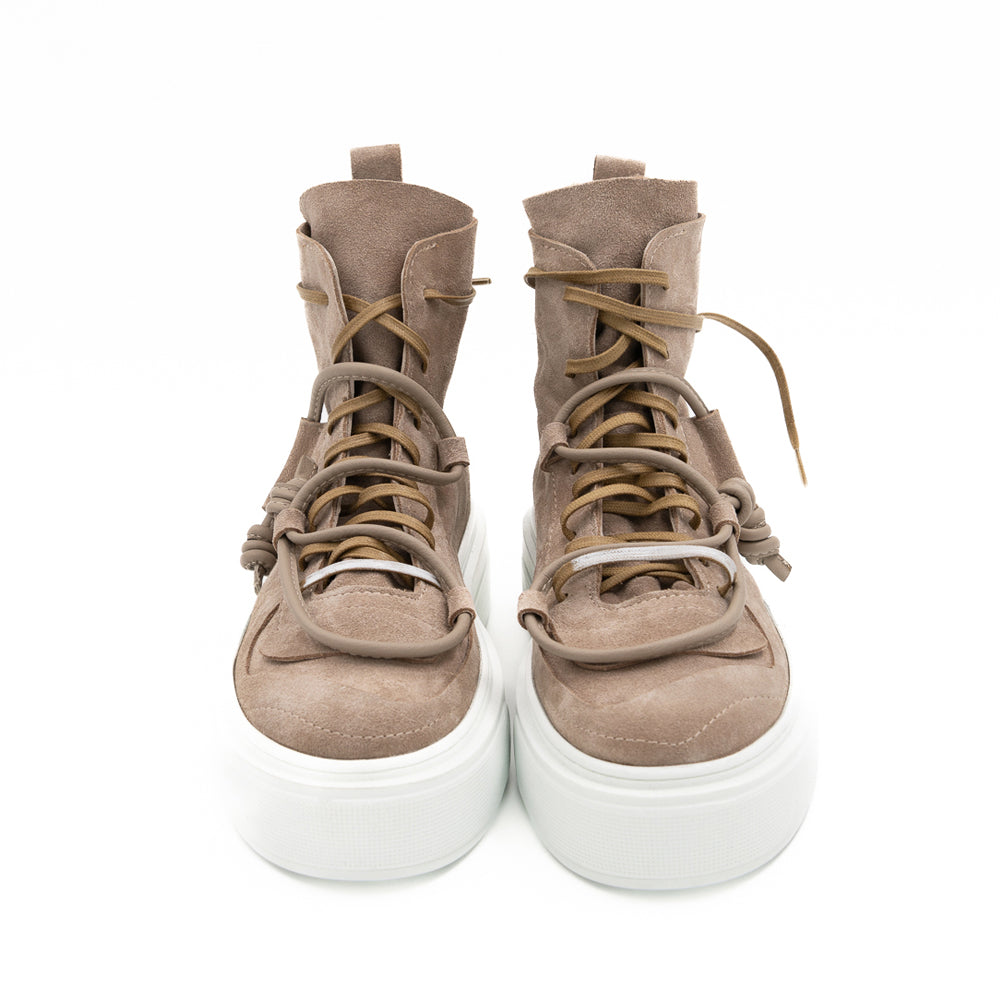 Remake of Us beige suede high - top sneakers