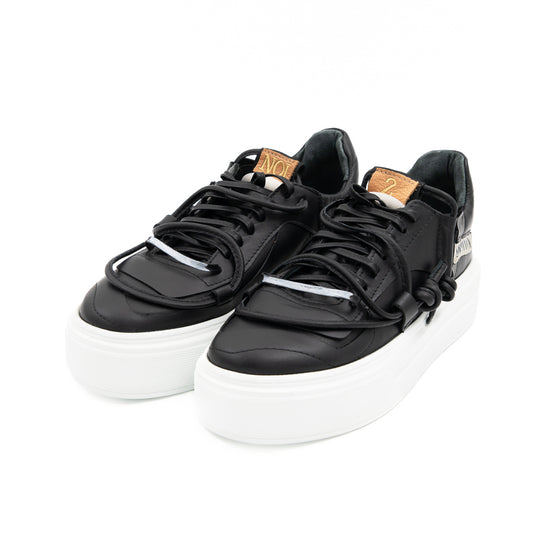 Remake of Us black leather low - top sneakers