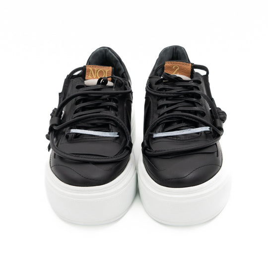 Remake of Us black leather low - top sneakers