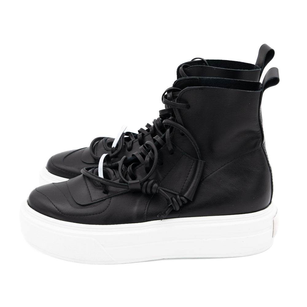 Remake of Us black leather high - top sneakers