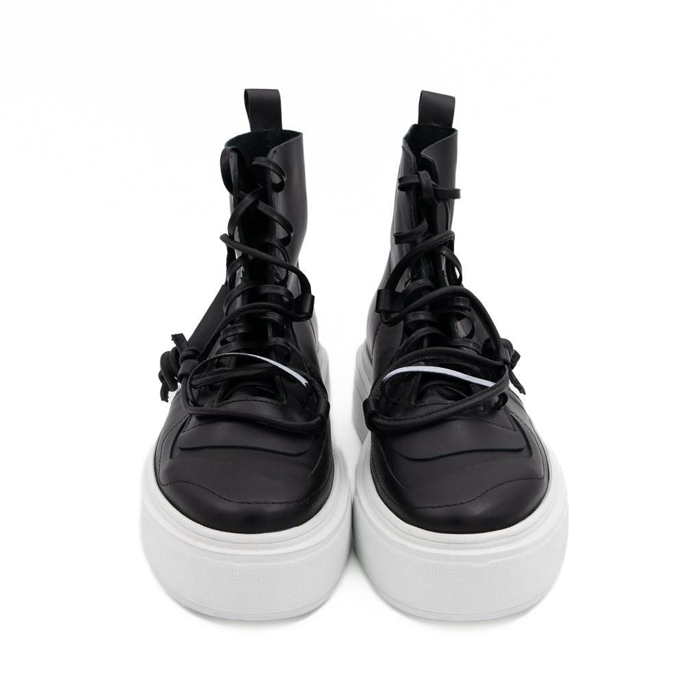 Remake of Us black leather high - top sneakers