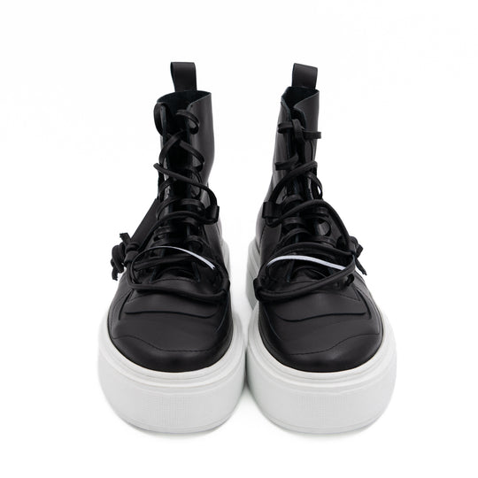 Remake of Us black leather high - top sneakers