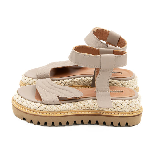 Salty Waves taupe leather flat sandals