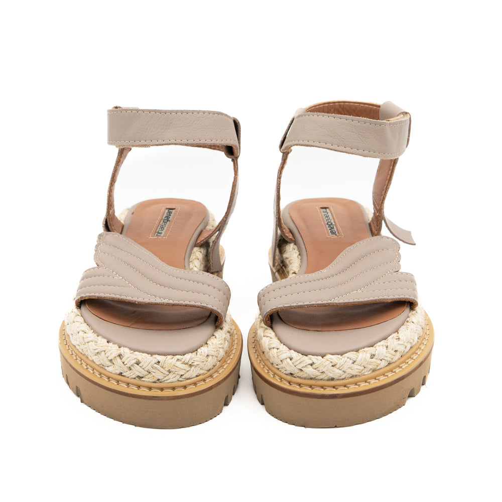 Salty Waves taupe leather flat sandals