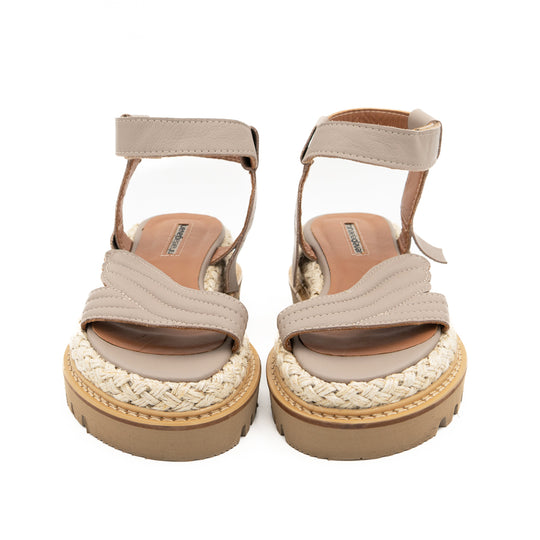 Salty Waves taupe leather flat sandals