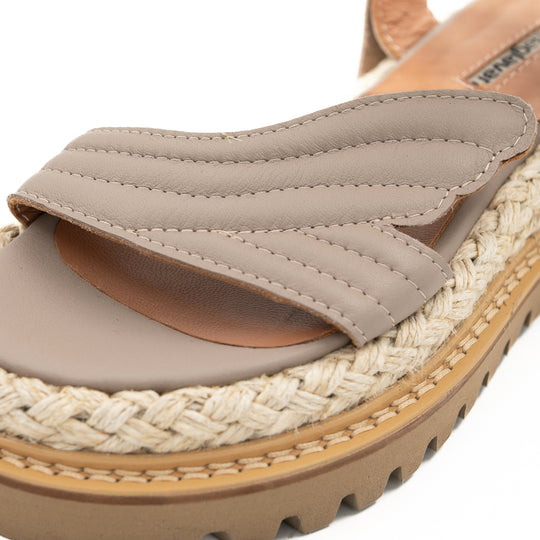 Salty Waves taupe leather flat sandals
